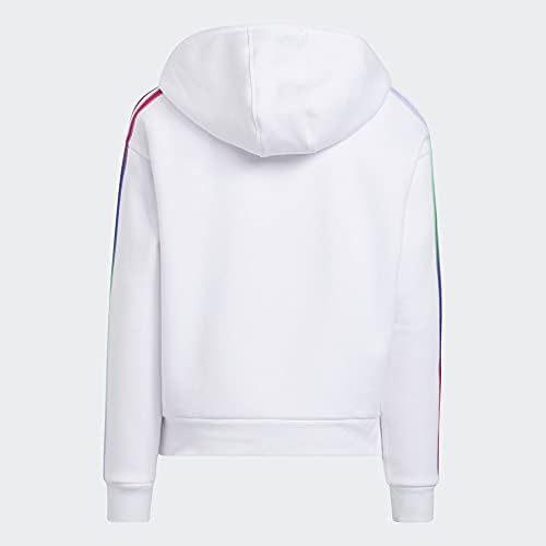 Adidas Girls Multicolor 3-Stripes Fleece Pullover Hoodie