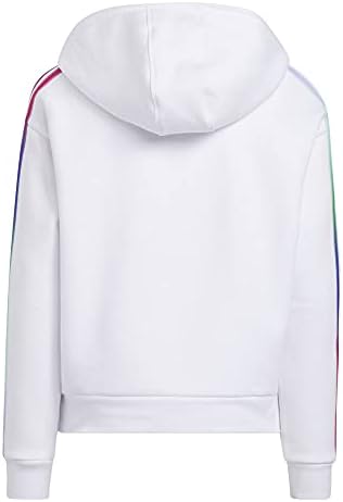 Adidas Girls Multicolor 3-Stripes Fleece Pullover Hoodie