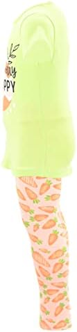 Unique Baby 2 Piece Girls Printed Leggings Outfit with Short Sleeve Shirt