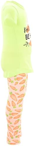 Unique Baby 2 Piece Girls Printed Leggings Outfit with Short Sleeve Shirt