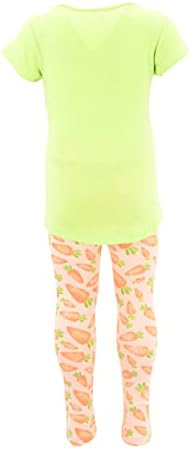 Unique Baby 2 Piece Girls Printed Leggings Outfit with Short Sleeve Shirt