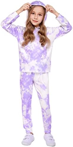 Arshiner Tie-Dye Pullover Sweatpants Set for Girls