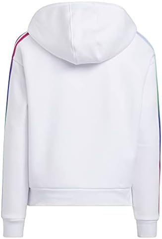 Adidas Girls Multicolor 3-Stripes Fleece Pullover Hoodie