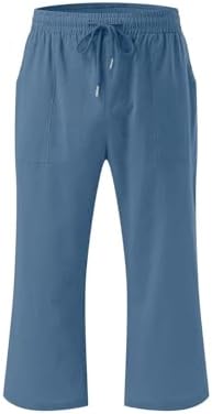 Cute Girls Capri Pants with Elastic Waist and Pockets