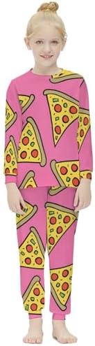 MEIKKO Girls Pizza Slice Drawing Long Sleeve Shirt Base Layer Bottoms Set
