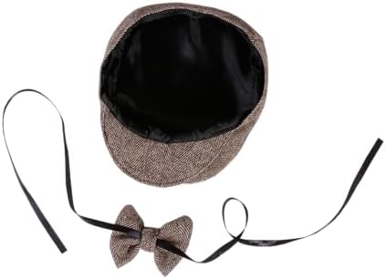 Matissa Newborn Boy Flat Newsboy Cap Bow Tie Set Gatsby Hat