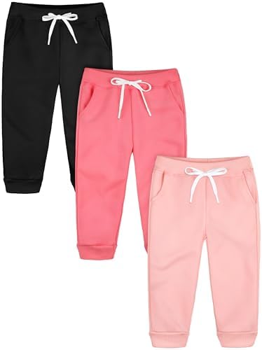 Resinta 3-Pack Fleece Sweatpants for Toddler Girls