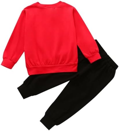Baby Santa Print Set - Red Sweater Black Pants for Boys