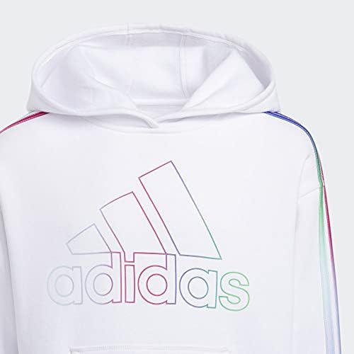 Adidas Girls Multicolor 3-Stripes Fleece Pullover Hoodie
