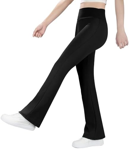 High Waisted Fleece-Lined Flare Leggings for Girls