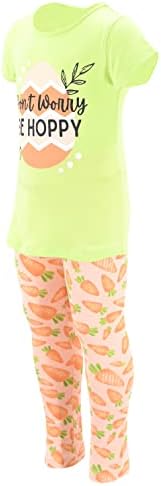 Unique Baby 2 Piece Girls Printed Leggings Outfit with Short Sleeve Shirt