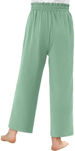 Girls High Elastic Smocked Pants Trendy Casual Flowy Jeans 4-14 Years
