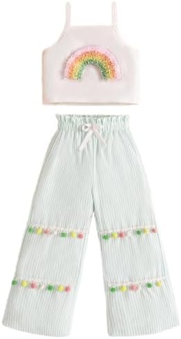 Rainbow Embroidery Kids Outfit 2Pcs - Women and Men