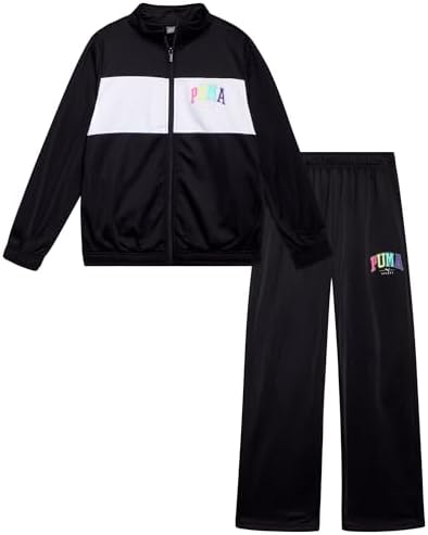 PUMA Girls Jogger Set athletic tricot flare pants zip-up jacket