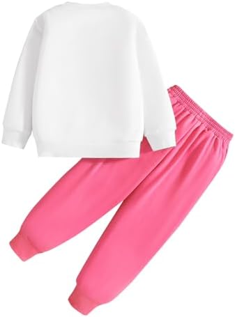 Stylish Heart Graphic Print Sweater Pants Set for Toddler Girls