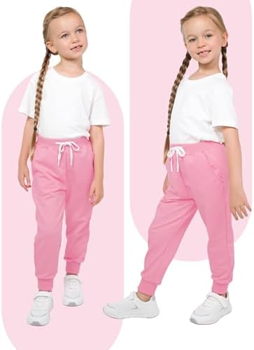 Resinta 4-Piece Girls and Toddler Active Jogger Sweatpants with Drawstring Pockets