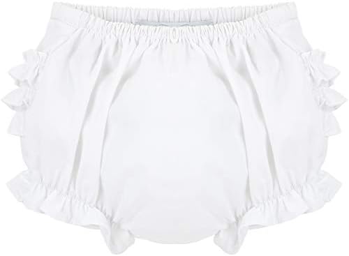 Cute Baby Ruffle Bloomers for Girls - Diaper Cover in WhitePink