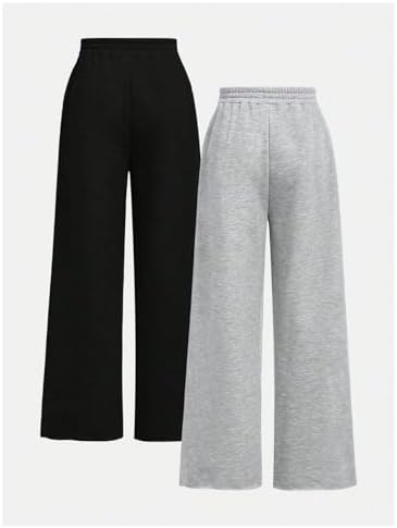 Girls Elastic Waist Wide Leg Athletic Running Sweatpants