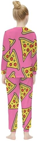 MEIKKO Girls Pizza Slice Drawing Long Sleeve Shirt Base Layer Bottoms Set