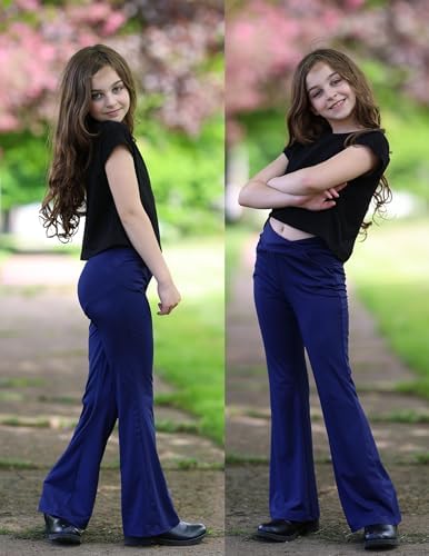 Zaclotre Girls High Waisted Flare Leggings with Pockets