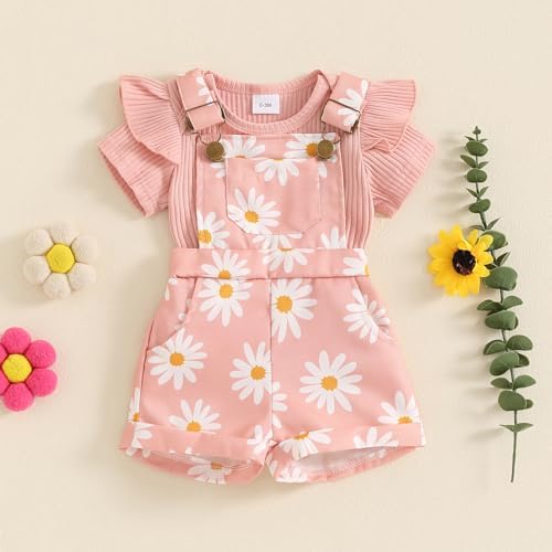 Newborn Summer Romper Overalls Set for Girls