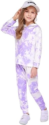 Arshiner Tie-Dye Pullover Sweatpants Set for Girls