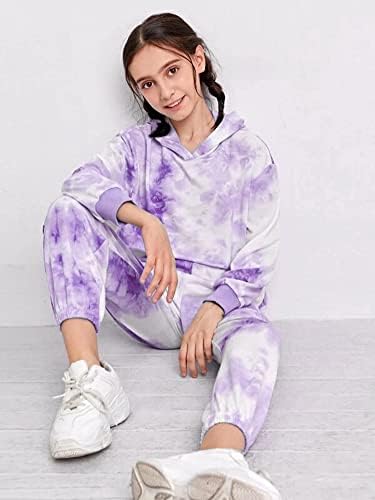 Arshiner Tie-Dye Pullover Sweatpants Set for Girls