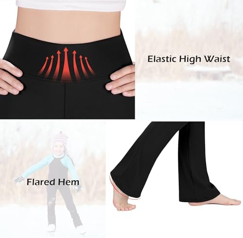 High Waisted Fleece-Lined Flare Leggings for Girls