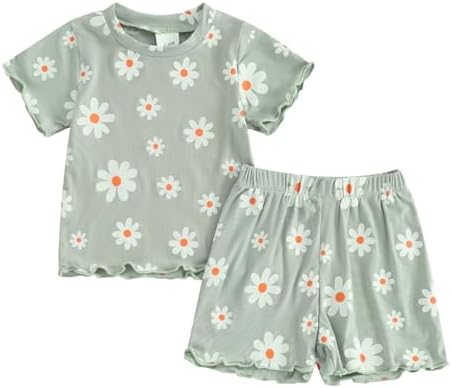 Floral Top Elastic waist short toddler girl - summer outfits