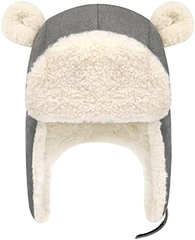 Sherpa Toddler Winter Hat with Bear Ears Soft and Warm