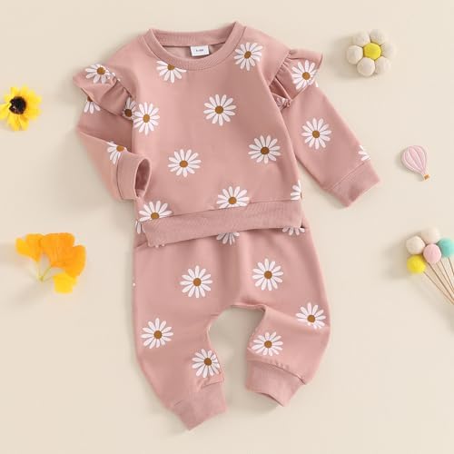Mubineo Baby Girl Ruffle Sweater Pocket Pants Set