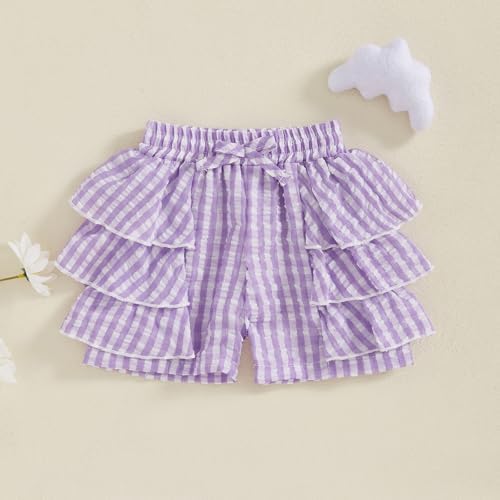 Ruffle Bloomers Toddler Girl Elastic Waist Wide Leg Striped Print Seersuckers Shorts