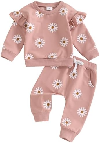 Mubineo Baby Girl Ruffle Sweater Pocket Pants Set