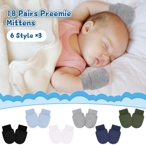 Twistover 18 Pairs Perfect for Premie Babies No Scratch Cotton Gloves