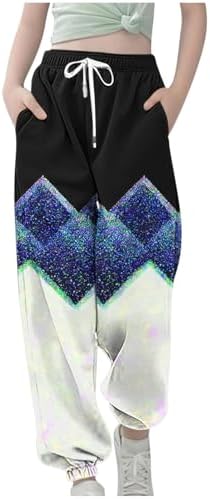 Teen Girl Geometry Print Loose Joggers Pants