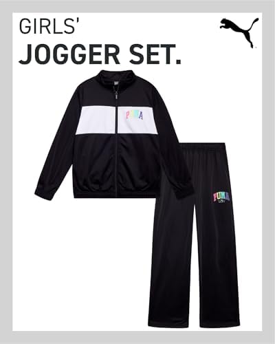 PUMA Girls Jogger Set athletic tricot flare pants zip-up jacket