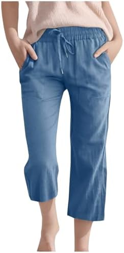Cute Girls Capri Pants with Elastic Waist and Pockets
