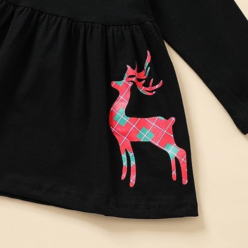 6 Set Toddler Girls Christmas Deer Print Outfit with Scarf