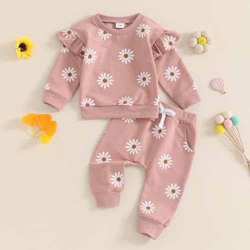 Mubineo Baby Girl Ruffle Sweater Pocket Pants Set