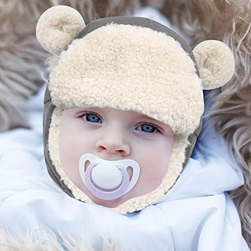 Sherpa Toddler Winter Hat with Bear Ears Soft and Warm