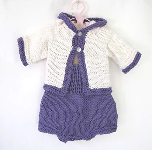 KSS Handmade Gender Neutral WhitePurple Cotton Baby Sweater Pants Set 3 Months