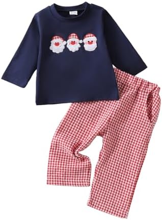 Christmas Kids Boys Girls Outfit - Santa Warm Sweater Pants Set