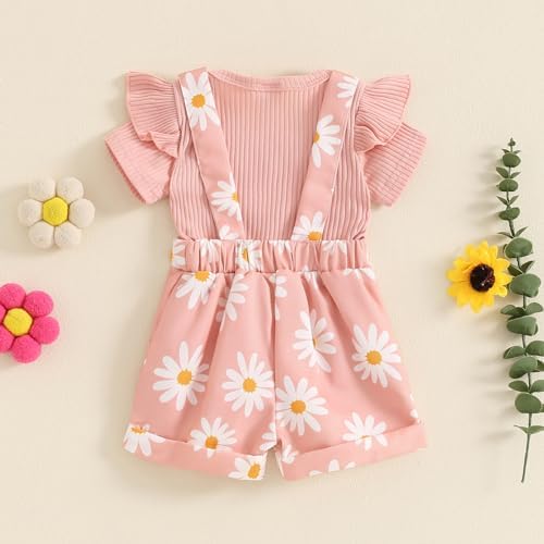 Newborn Summer Romper Overalls Set for Girls