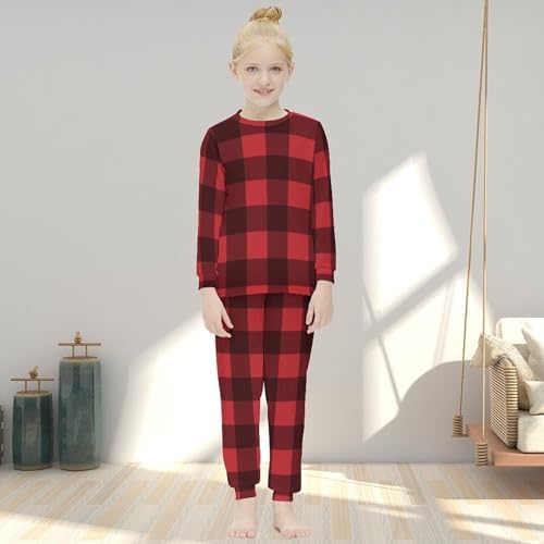 MEIKKO Girls Active Base Layer Set Gingham Red Black