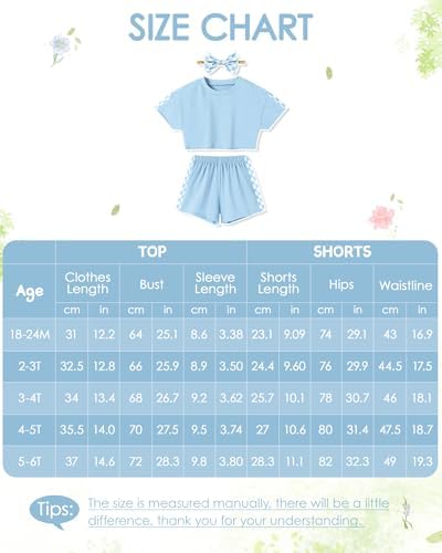 Sanmio Toddler Girl Summer Outfit Set Batwing T-ShirtShortsHeadband 3Pcs