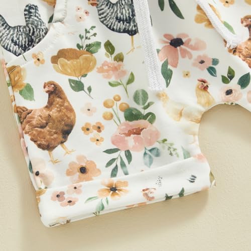 Chloefairy Toddler Boy Girl Farm Outfit Cute Flower Chicken Printed Set