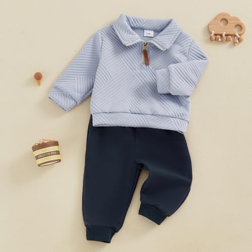 Infant Boy Long Sleeve Lapel Pullover Jogger Set