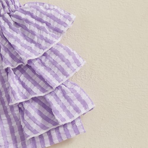 Ruffle Bloomers Toddler Girl Elastic Waist Wide Leg Striped Print Seersuckers Shorts