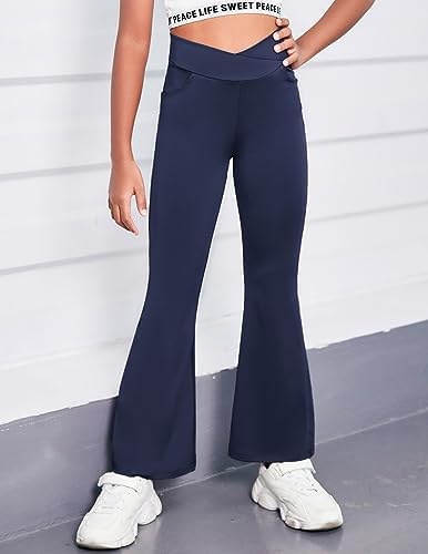 Zaclotre Girls High Waisted Flare Leggings with Pockets