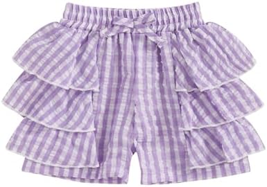 Ruffle Bloomers Toddler Girl Elastic Waist Wide Leg Striped Print Seersuckers Shorts